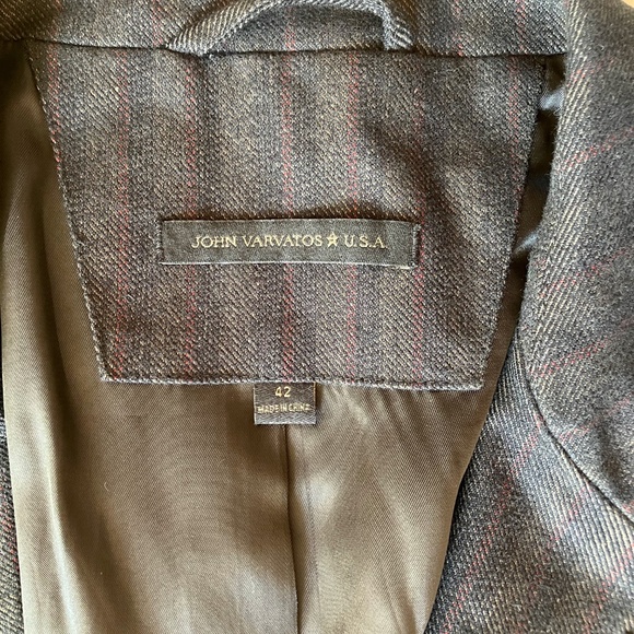 John Varvatos Black Brown Subtle Striped Two Button Blazer 42 - Picture 5 of 9
